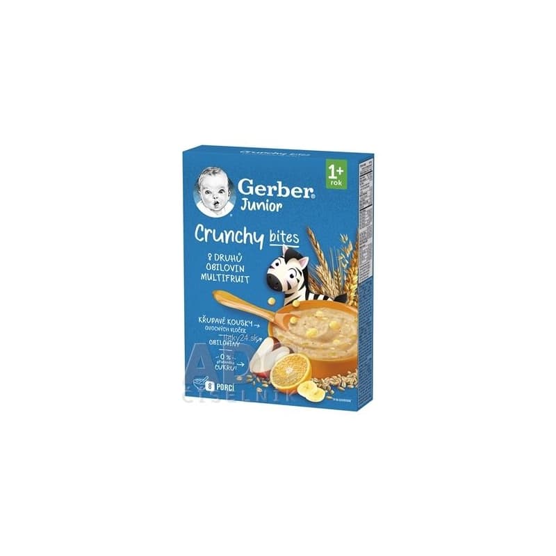 Gerber Junior Nemliečna kaša s chrumkavými kúskami ovocné vločky - banan, jablko, pomaranč 12+ 200 g