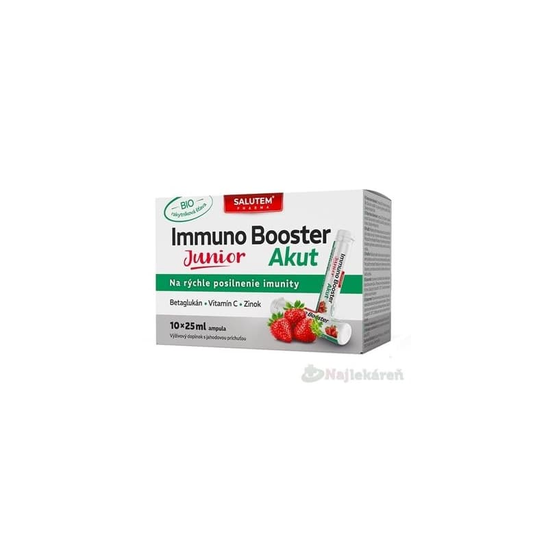 SALUTEM Immuno booster akut junior roztok s jahodovou príchuťou 10 x 25 ml 1