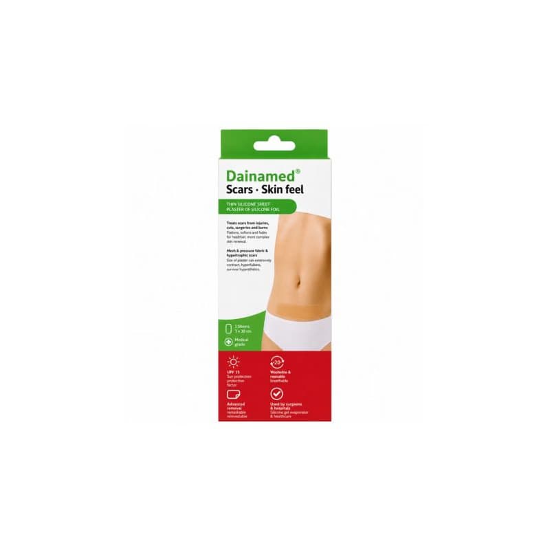 DAINAMED SCARS Skin feel tenká silikónová náplasť na jazvy 4x30 cm 1 x 5 ks