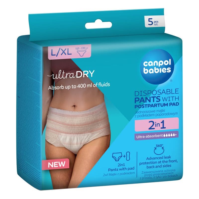 Canpol Babies Popôrodné nohavičky 2v1 L/XL 5 ks