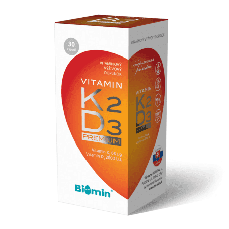 BIOMIN Vitamín K2 + vitamín D3 2000 IU premium 30 kapsúl 1
