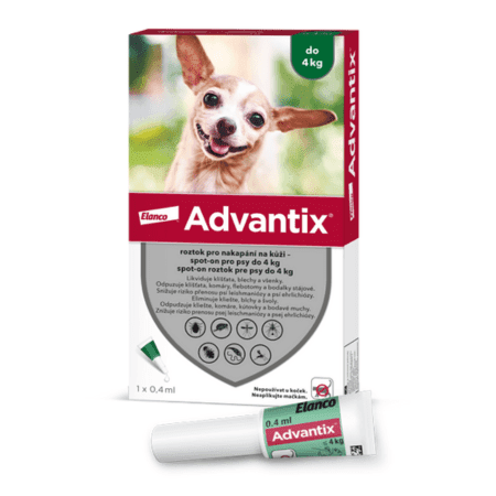 ADVANTIX Spot-on pre psy do 4 kg 0,4 ml 1