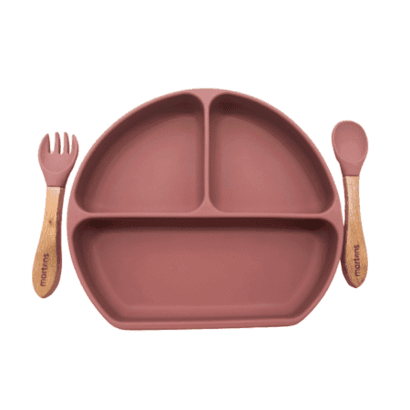 MARTONS Silikónová jedálenská sada 3-dielna dark pink set 1