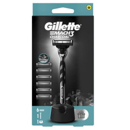 GILLETTE Mach3 Charcoal holiaci strojček pre mužov + náhradné hlavice set