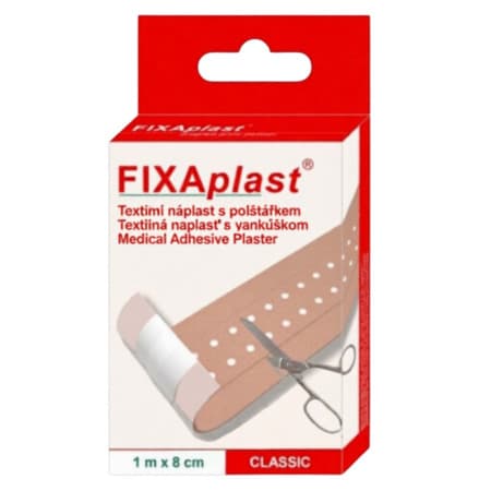 FIXAPLAST Classic náplasť textilná s vankúšikom, 1 m x 8 cm 1 ks