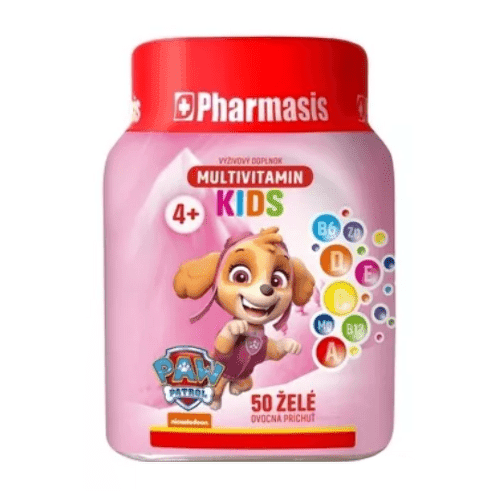 PHARMASIS Multivitamin kids labková patrola želé pre deti ružové 50 ks 1