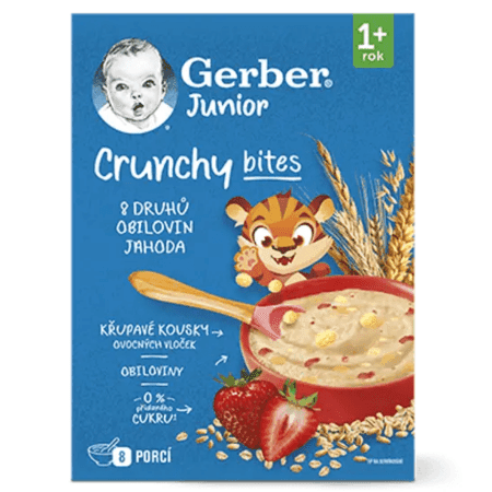 GERBER Junior nemliečna kaša s chrumkavými kúskami jahoda 1+ 200 g 1