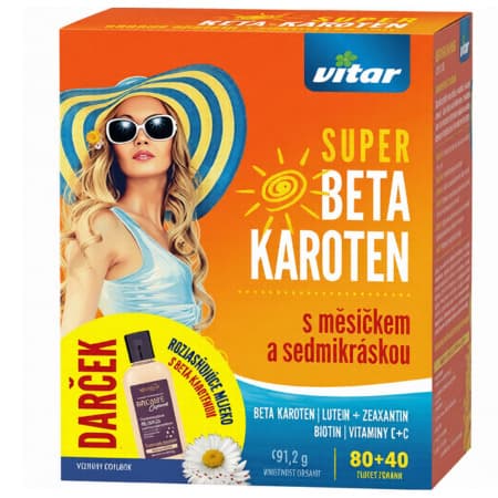 VITAR Super beta karotén + darček rozjasňujúce mlieko 80 + 40 tabliet zadarmo 1