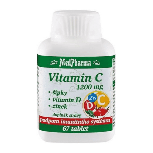 MEDPHARMA Vitamín C 1200 mg šípky vitamín D + zinok 67 tabliet 1