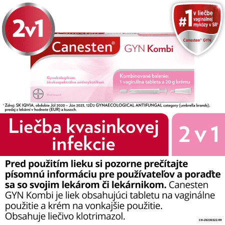 CANESTEN GYN Kombi vaginálna tableta 500 mg + krém 20 g 1