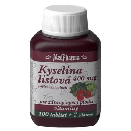 MEDPHARMA Kyselina listová 400 mcg 100 + 7 tabliet ZADARMO 1