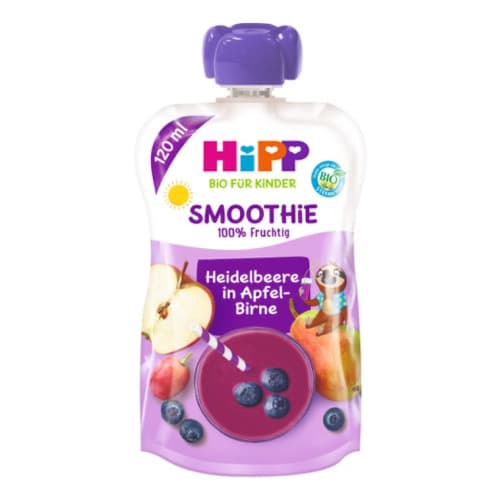 HIPP Bio smoothie mix jablko hruška čučoriedky 120 ml 1