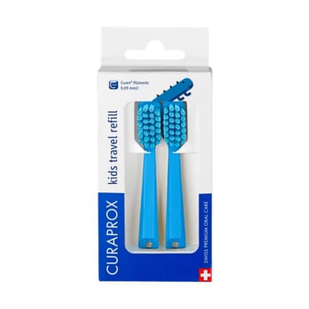 CURAPROX Kids travel refill CS 5500modrý DUO náhradné hlavičky ultra soft 2 ks