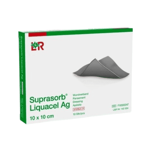SUPRASORB Liquacel Ag krytie na rany s antimikrobiálnym striebrom 10 x 10 cm 10 ks 1