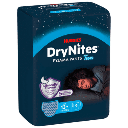HUGGIES DryNites XL pre chlapcov (13+ rokov) plienkové nohavičky 9 ks 1