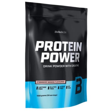 BIOTECHUSA Protein power príchuť jahoda banán 1000 g