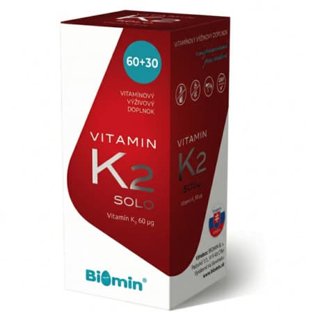 BIOMIN Vitamín K2 solo 60+30 ks zadarmo 90 kapsúl