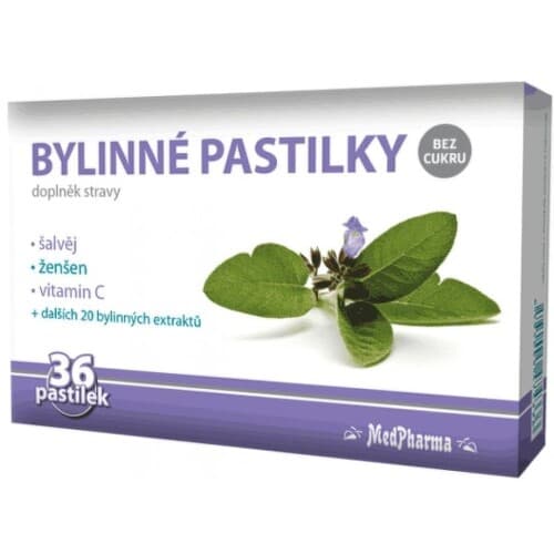 MEDPHARMA Bylinné pastilky bez cukru 36 kusov 1