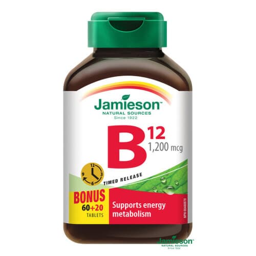 JAMIESON Vitamín B12 s postupným uvoľňovaním 60 + 20 tabliet ZADARMO 1