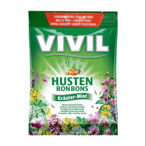 VIVIL Cukríky husten mentol + 23 byliniek 60 g 1