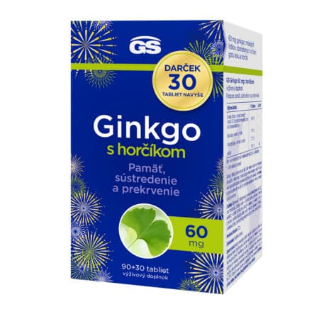 GS Ginkgo 60 mg s horčíkom 90 + 30 tabliet navyše