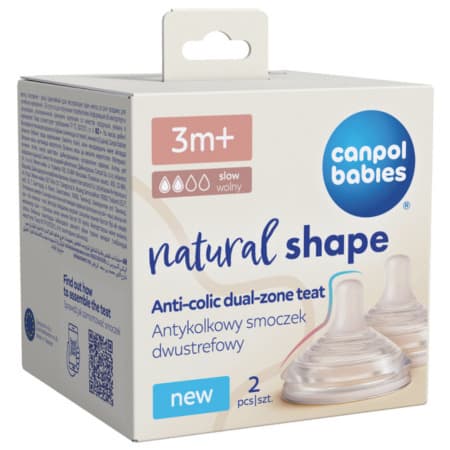 CANPOL BABIES Cumlík na fľašu natural shape 3m+ antikolikový 1 x 2 ks 1