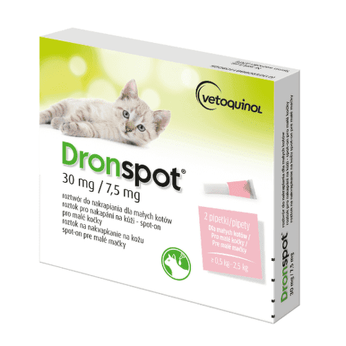 DRONSPOT 30 mg/7,5 mg spot-on pre malé mačky 2 x 0,35 ml 1