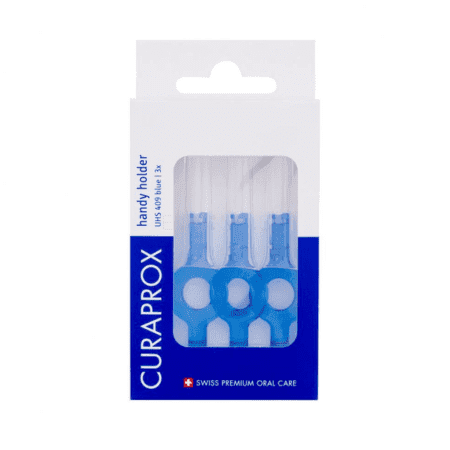 CURAPROX UHS 409 handy holder modrý držiak s krytkou 3 ks 1