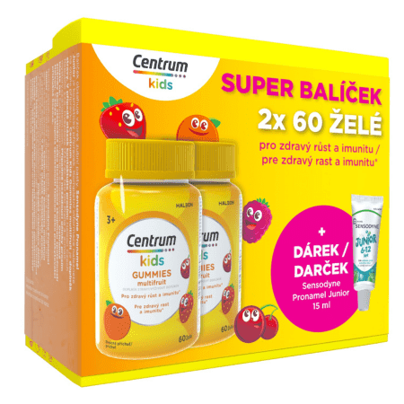 CENTRUM Kids gummies multifruit želé s vitamínmi a minerálmi + darček zubná pasta set 1