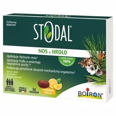 STODAL Nos a hrdlo pastilky citrónová príchuť 36 ks 1