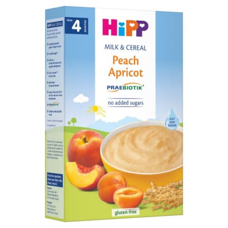 HIPP Mliečna kaša praebiotik broskyňa-marhuľa pre dojčatá od ukonč. 4. mesiaca 250 g