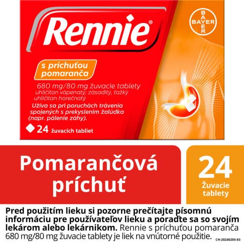 RENNIE S príchuťou pomaranča 680 mg/80 mg 24 tabliet