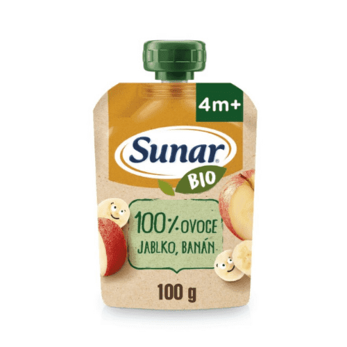 SUNAR Bio ovocná kapsička jablko banán 4m+ 100 g 1