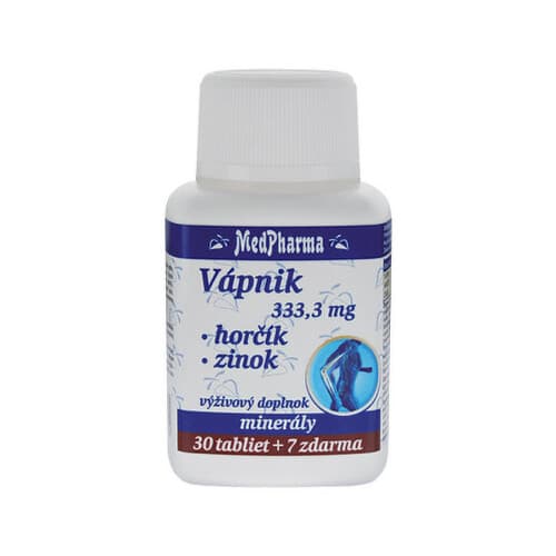 MEDPHARMA Vápnik 333,3 mg + horčík + zinok 30 + 7 tabliet ZADARMO 1