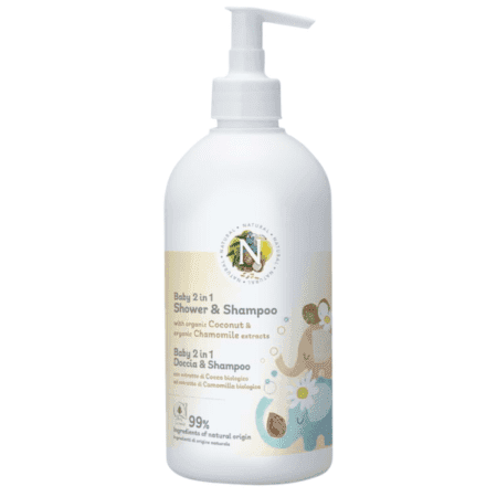 NATURAL Detský sprchový gél a šampón 2v1 kokos harmanček 500 ml