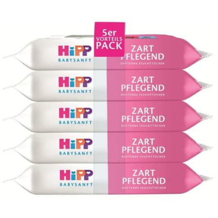 HiPP Babysanft zart pflegend vlhčené obrúsky s bio mandľovým olejom 5 x 48 ks