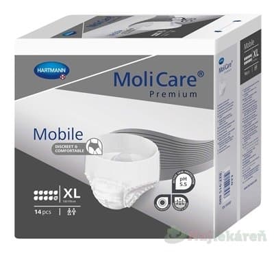 MOLICARE Premium mobile 10 kvapiek XL nohavičky inkontinenčné plienkové sivé  130-170 cm 2757 ml 14 ks 1