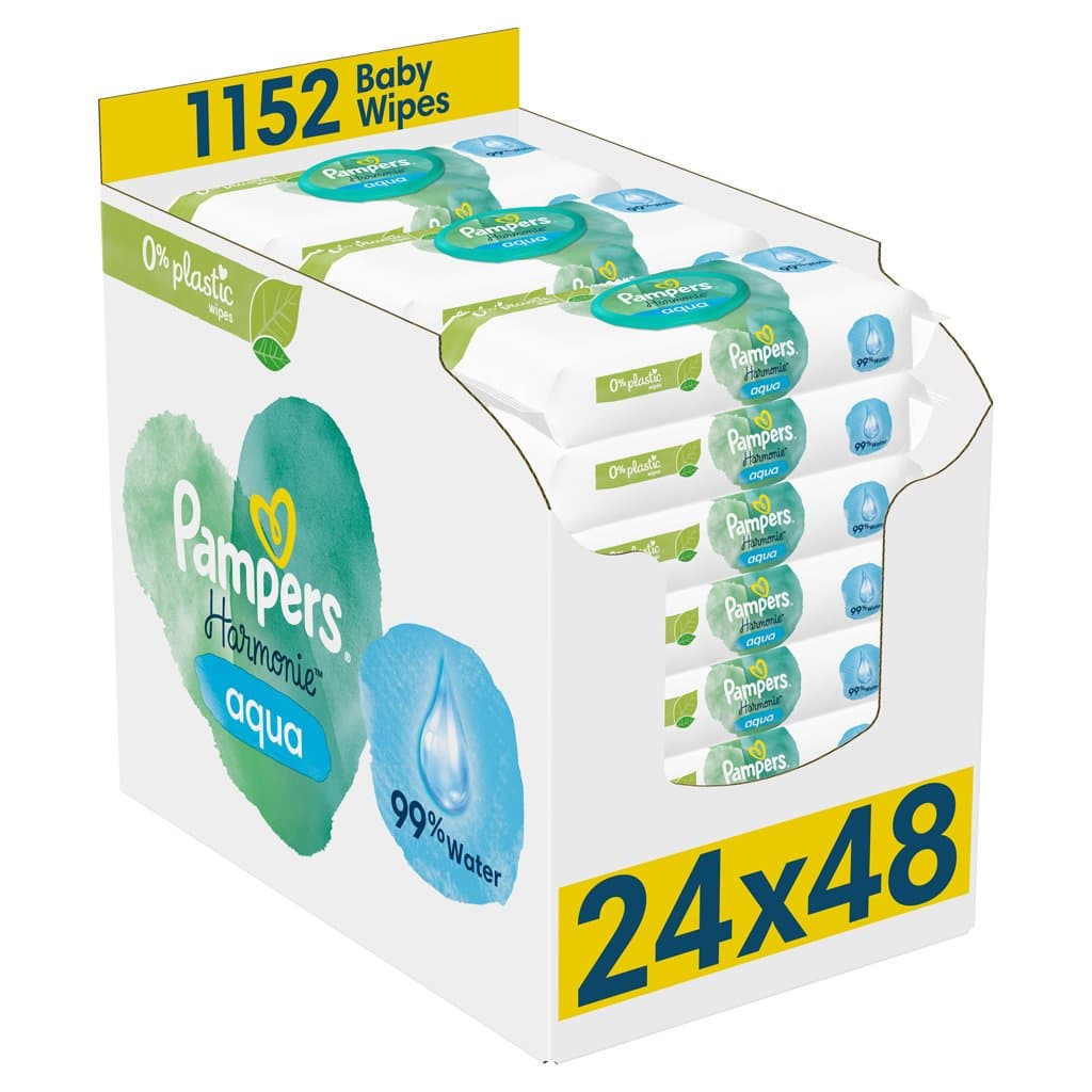 PAMPERS Obrúsky vlhčené Harmonie Aqua Plastic Free 24x48 ks 1