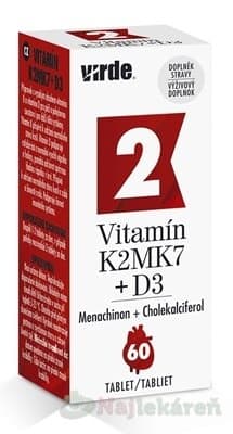 VIRDE Vitamín K2 MK7 + D3 60 tabliet