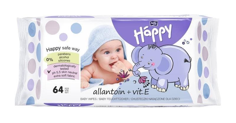 BELLA HAPPY BABY Vlhčené obrúsky s vitamínom E 64 ks 1