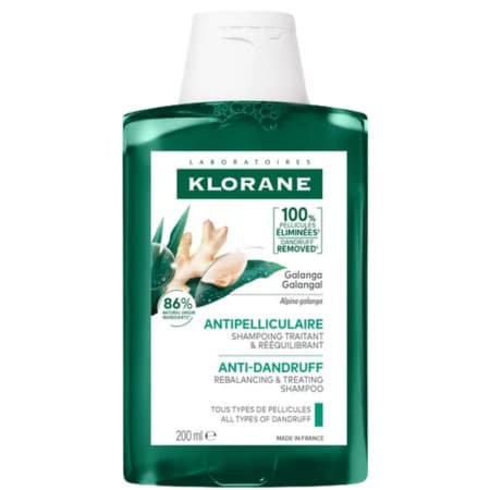 KLORANE Šampón proti lupinám s galangalomo bnovujúci a ošetrujúci 200 ml
