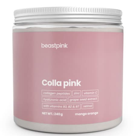 GYMBEAM Beastpink colla pink prášok na prípravu nápoja príchuť mango pomaranč 240 g