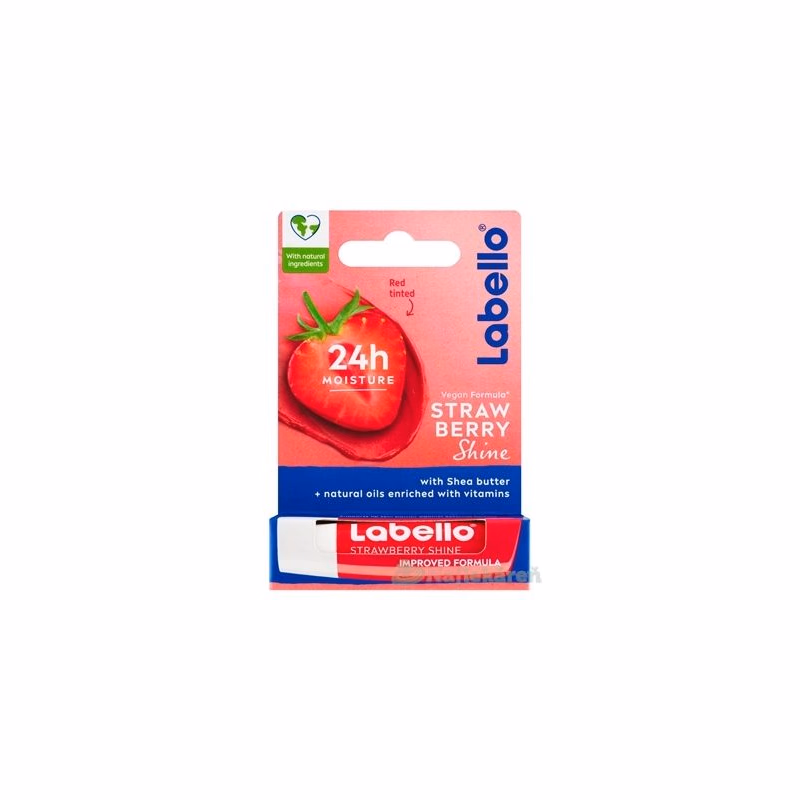 Labello Fruity Shine Jahoda výživný balzam na pery 4,8 g