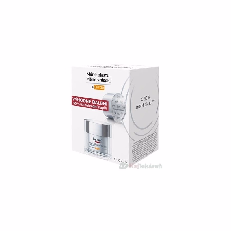 EUCERIN Hyaluron-fil.+3xeffect denný krém spf30 výhodné balenie 2 x 50 ml set