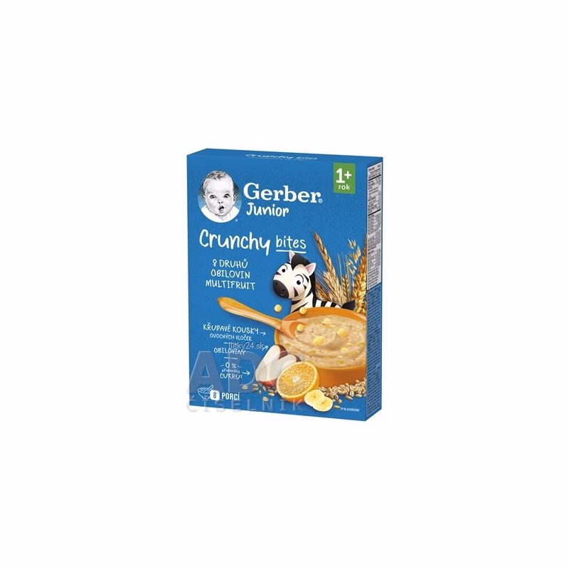 Gerber Junior Nemliečna kaša s chrumkavými kúskami ovocné vločky - banan, jablko, pomaranč 12+ 200 g