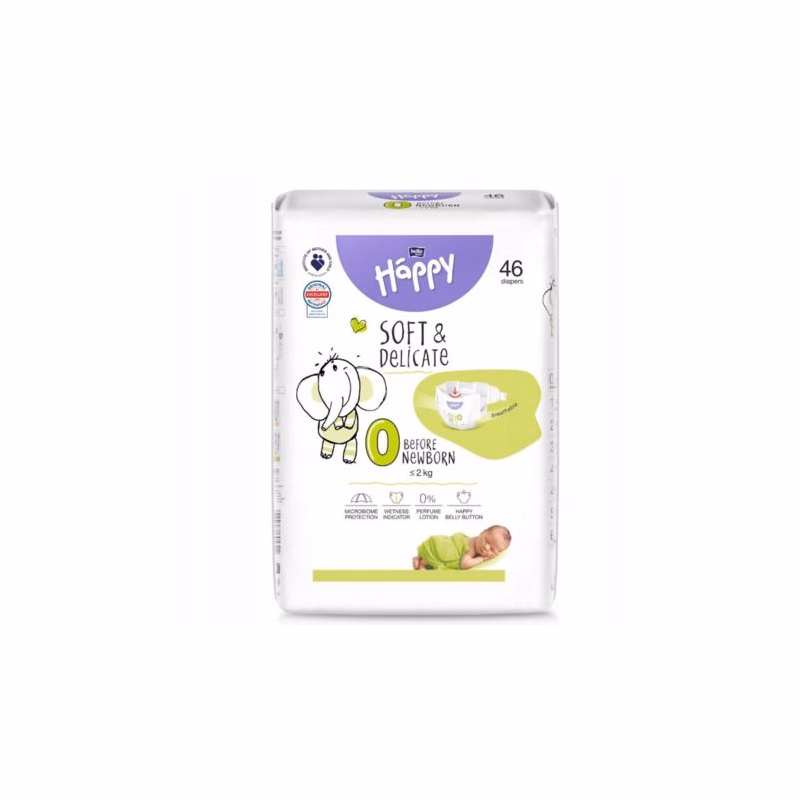 BELLA Happy Soft&delicate 0 before newborn detské plienky do 2 kg 1 x 46 ks