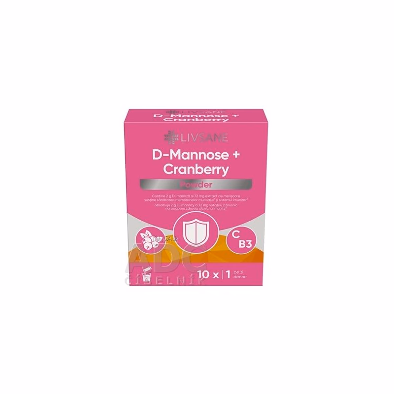 LIVSANE D-Mannose + cranberry prášok vo vrecúškach po 2,7 g 1 x 10 ks