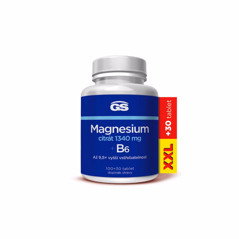 GS Magnesium citrát 1340 mg + B6 XXL 130 ks
